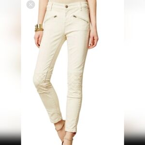 Pilcro Letterpress Cream Skinny Moto Pants Zipper Details Size 29 Wonens
